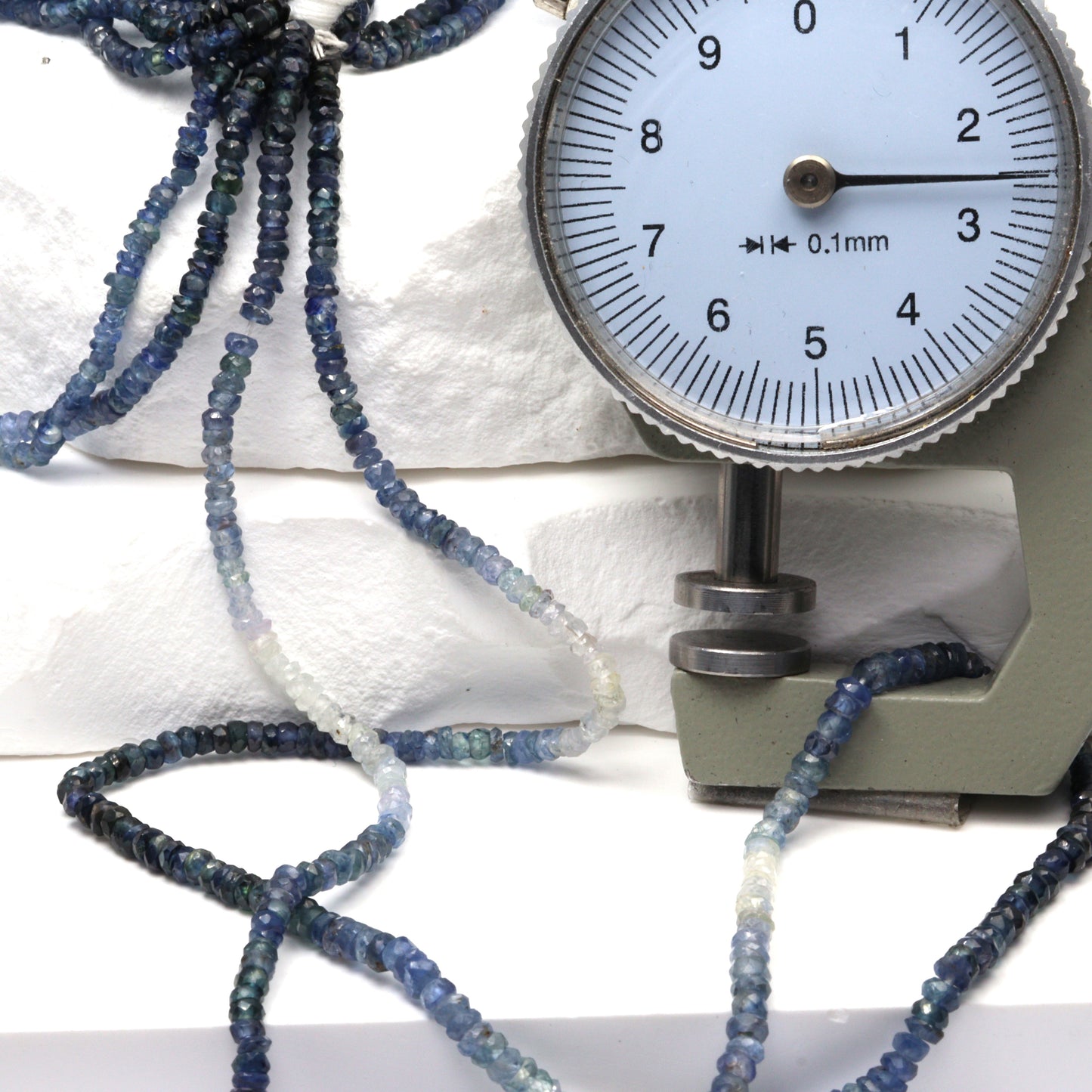 Ombre Blue and White Sapphire 2.5mm Faceted Rondelles