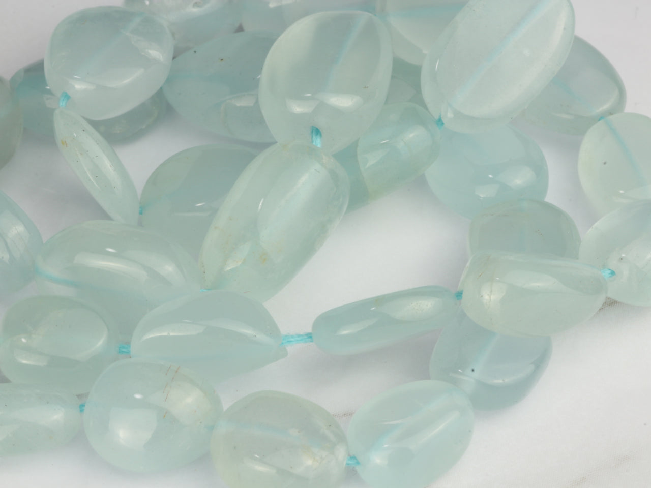 Blue Milky Aquamarine 7x5mm Smooth Nuggets