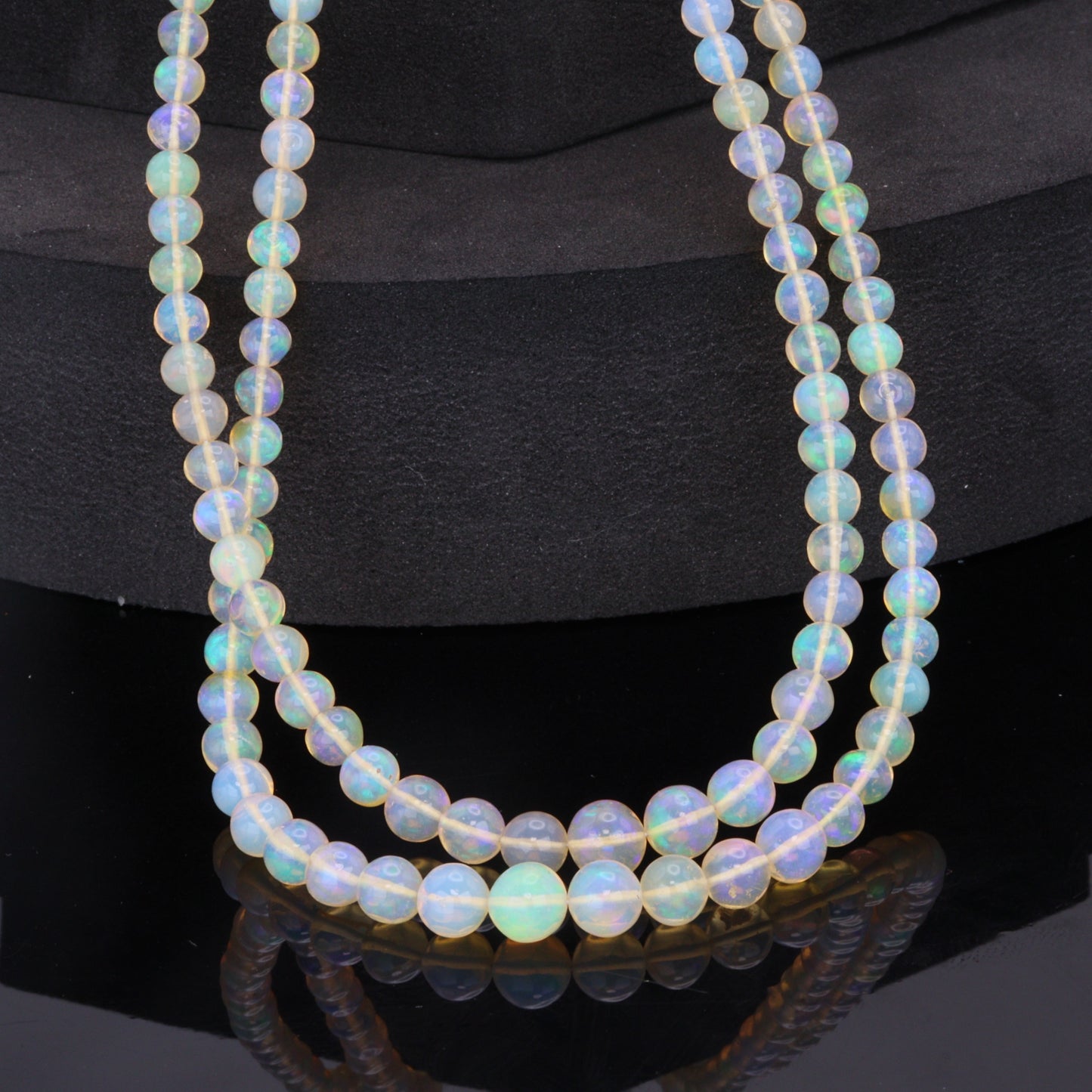 Yellow Ethiopian Opal 4mm - 5.5mm Smooth Rounds Bead Strand