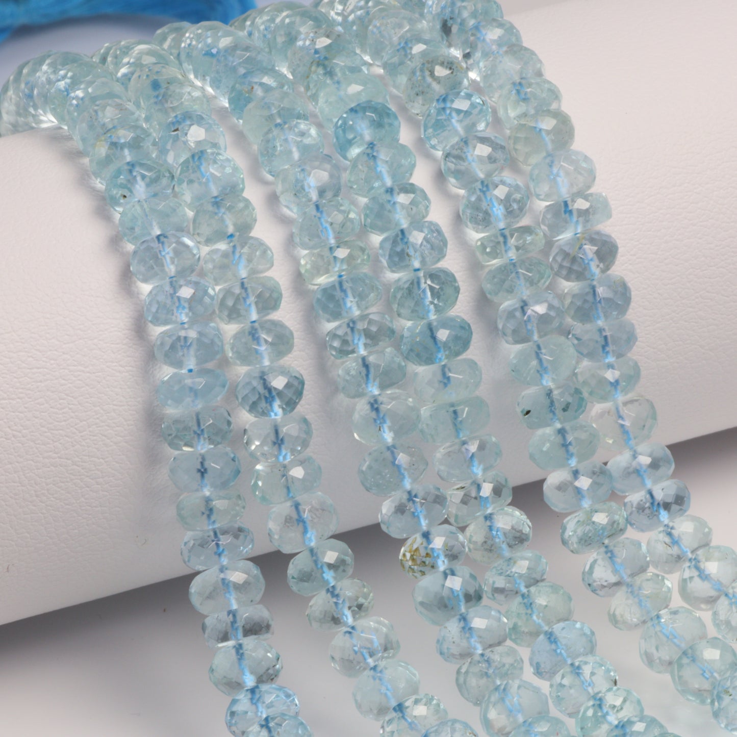 Blue Aquamarine 5.5mm Faceted Rondelles