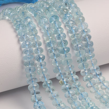 Blue Aquamarine 5.5mm Faceted Rondelles