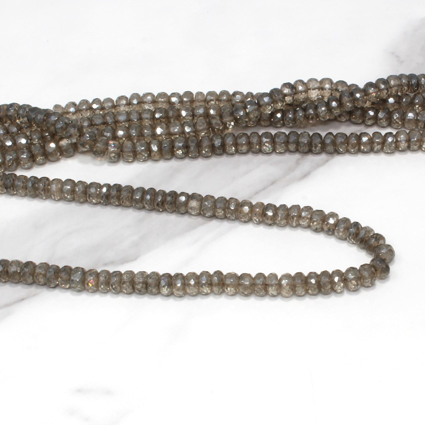 Coated Brown Smoky Quartz 8mm Faceted Rondelles