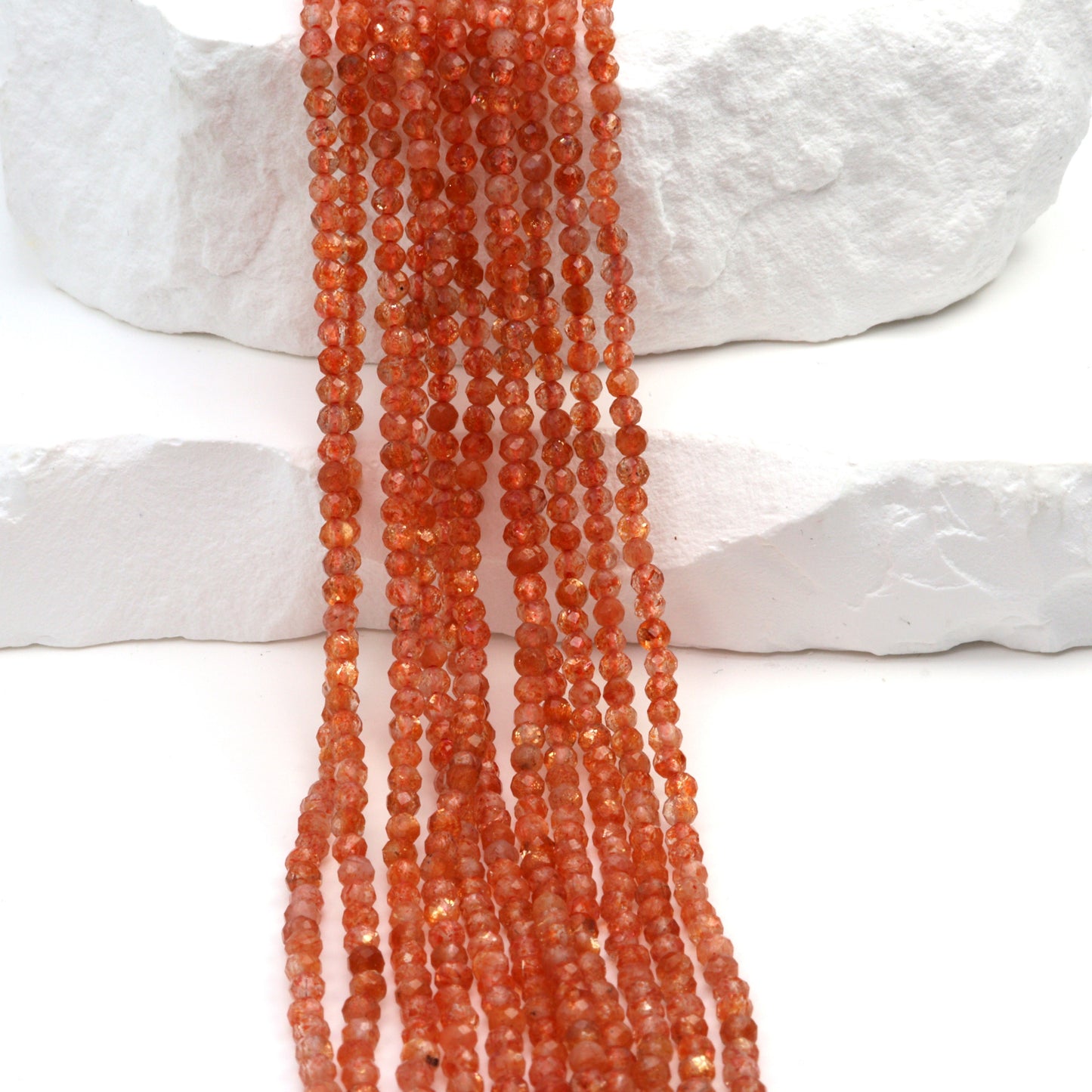 Orange Sunstone 2.5mm Faceted Rounds