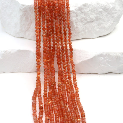 Orange Sunstone 2.5mm Faceted Rounds
