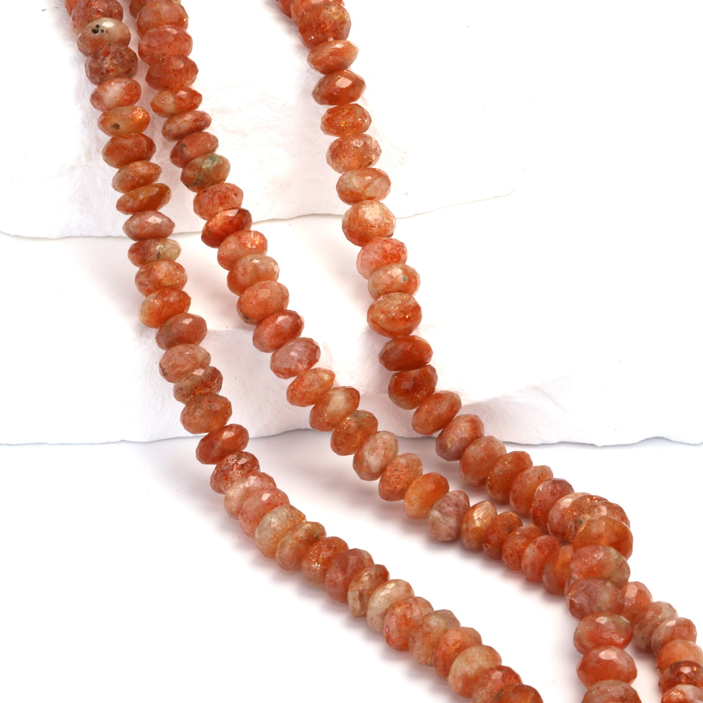 Brown Sunstone 8mm Faceted Rondelles Bead Strand