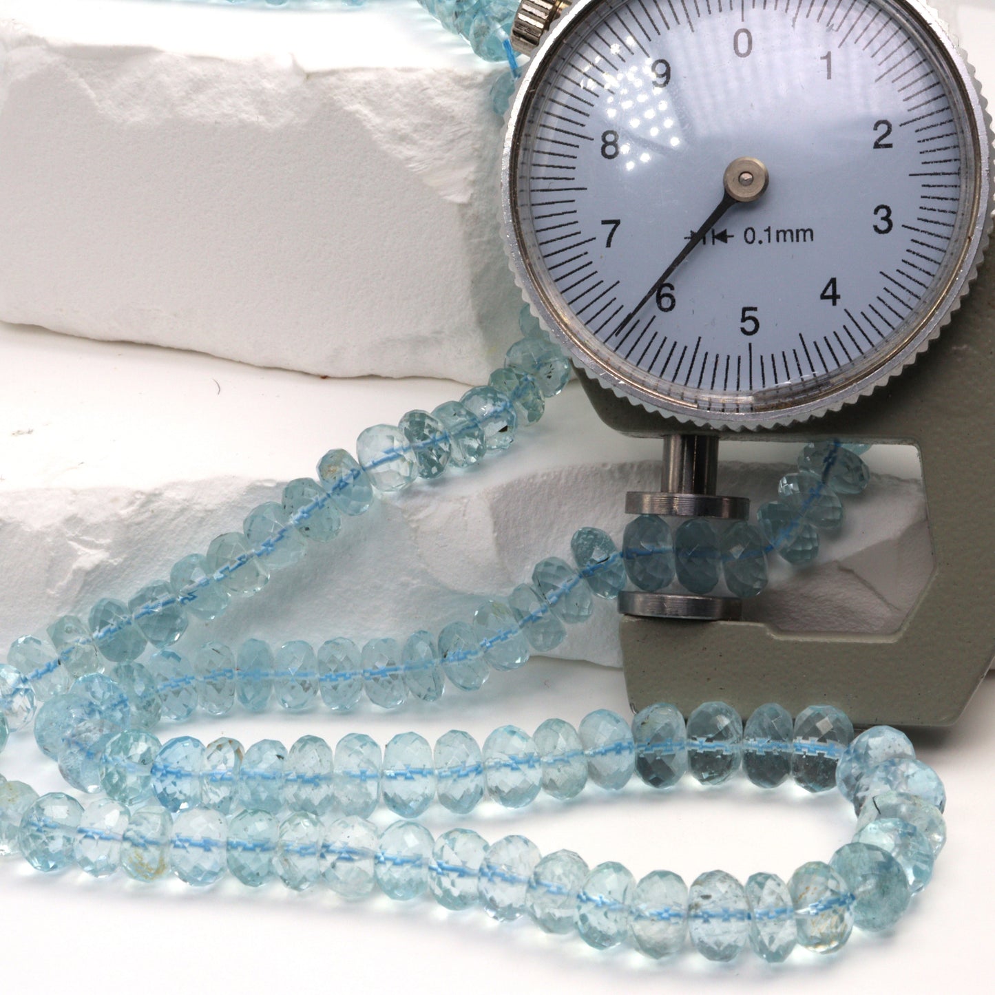 Blue Aquamarine 5.5mm Faceted Rondelles