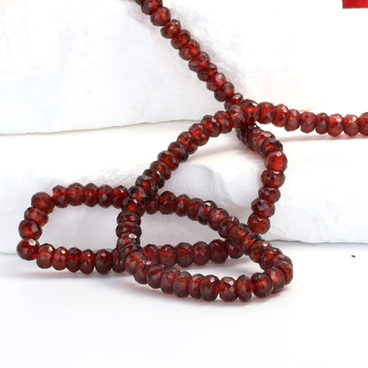 Red Garnet 5mm Faceted Rondelles Bead Strand