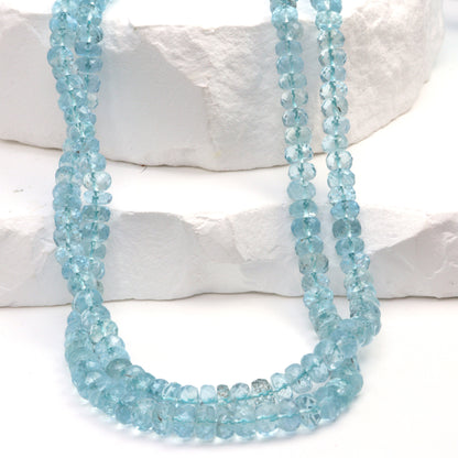 Blue Aquamarine 4.5mm – 5.5mm Faceted Rondelles Bead Strand