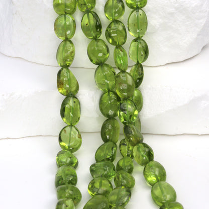 AA Green Peridot 9x7mm - 10x8mm Smooth Nuggets Bead Strand