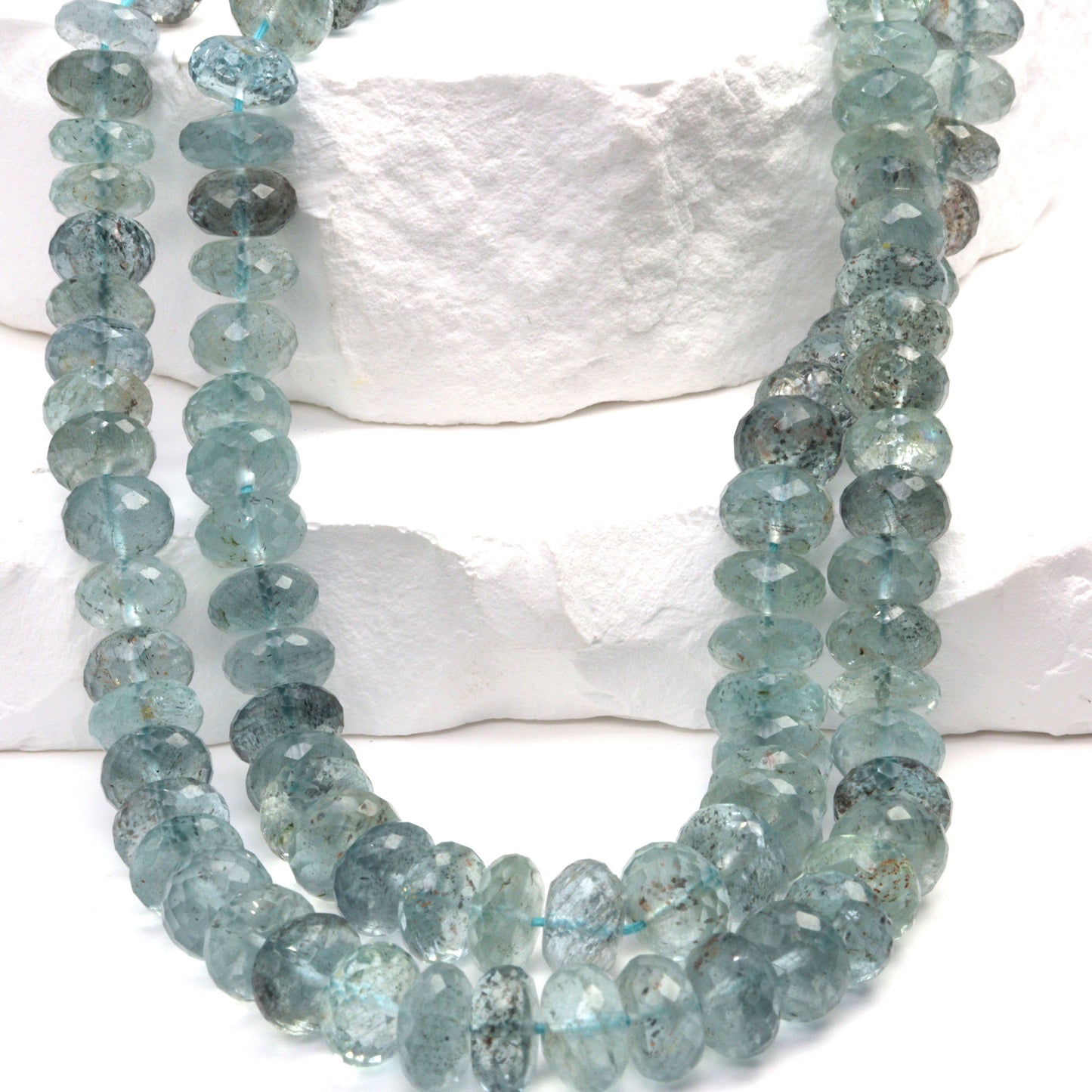 Blue Moss Aquamarine 8mm Faceted Rondelles