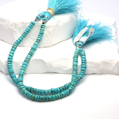 Natural Blue Turquoise 5mm Faceted Rondelles Bead Strand