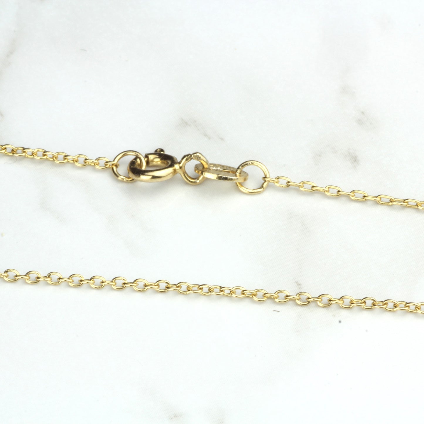 Sterling Silver Vermeil Chain Necklace Cable Chain 925 Silver Necklace with Gold Plating 1.2mm 16"