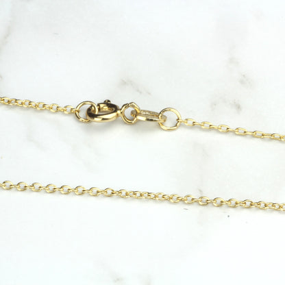 Sterling Silver Vermeil Chain Necklace Cable Chain 925 Silver Necklace with Gold Plating 1.2mm 16"