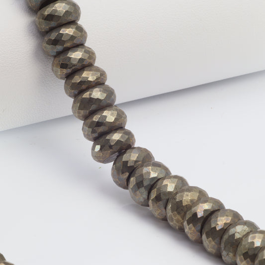 Natural Bronze Pyrite 12mm Faceted Rondelles