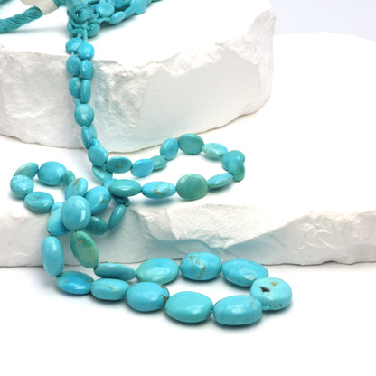 AAA Light Blue Turquoise 7x5mm - 12x10mm Smooth Ovals Bead Strand