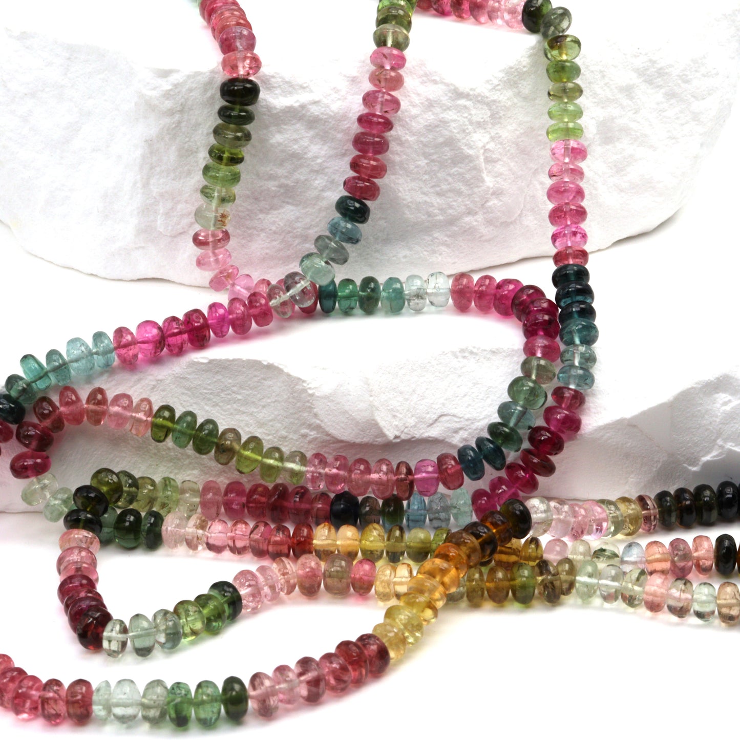 Watermelon Tourmaline 4.5mm Smooth Rondelles Bead Strand