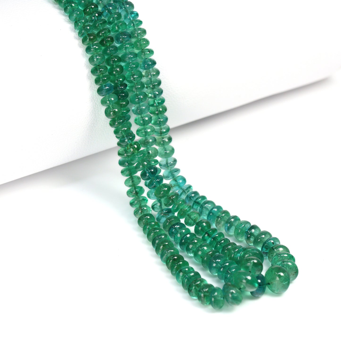 Green Emerald 3mm – 6mm Smooth Rondelles Bead Strand