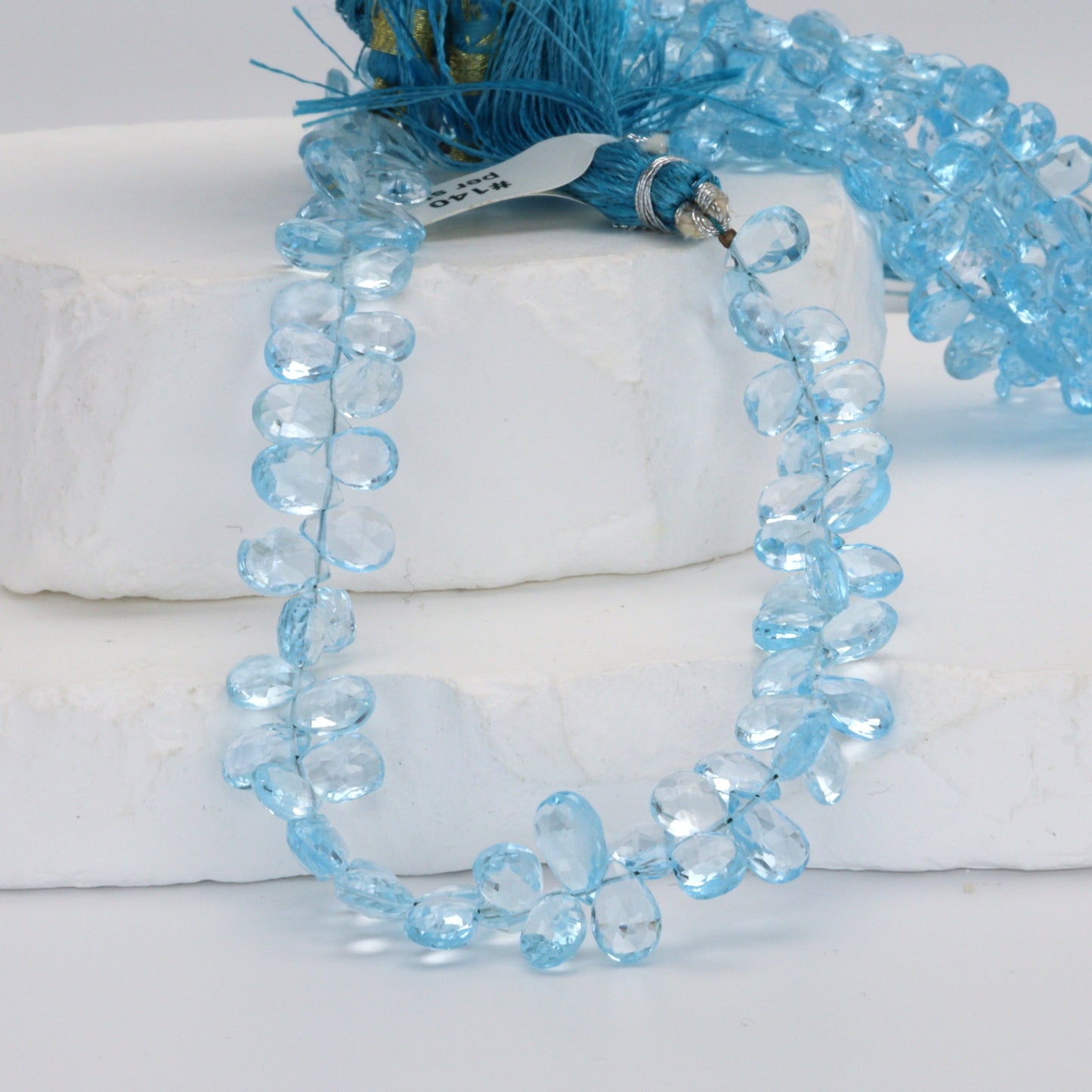 Sky Blue Topaz 8x5mm Faceted Pear Shaped Briolettes Bead Strand
