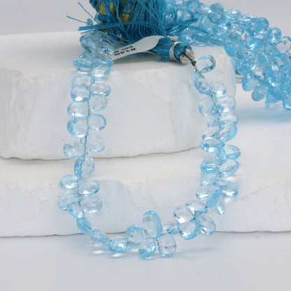Sky Blue Topaz 8x5mm Faceted Pear Shaped Briolettes Bead Strand