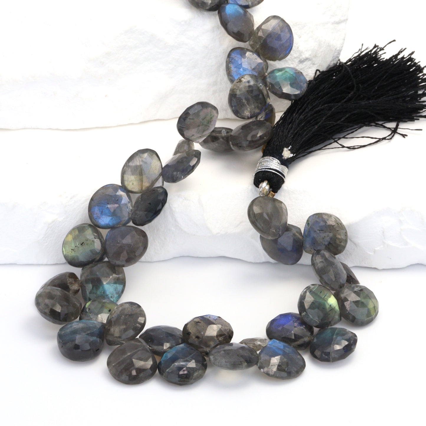 AA Dark Blue Labradorite 10mm Faceted Heart Shaped Briolettes