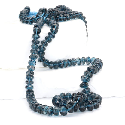 London Blue Topaz 5mm - 7mm Faceted Rondelles Bead Strand