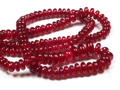 AAA Red Ruby 4mm - 6mm Smooth Rondelles Bead Strand