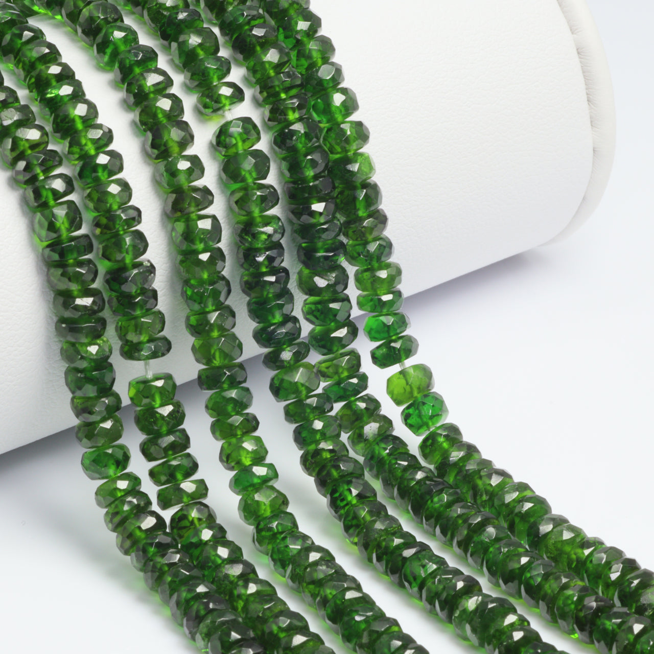 Green Chrome Diopside 5mm Faceted Rondelles Bead Strand