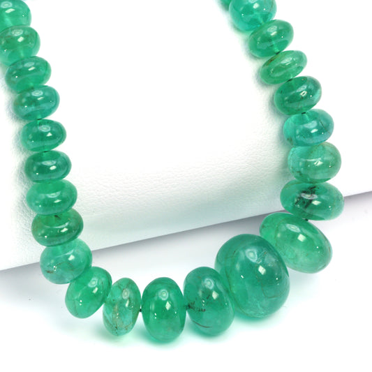 Green Emerald 6.5mm - 13mm Smooth Rondelles Bead Strand