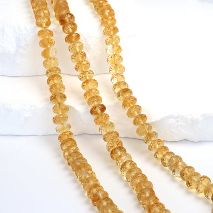 Yellow Orange Citrine 8mm Faceted Rondelles Bead Strand