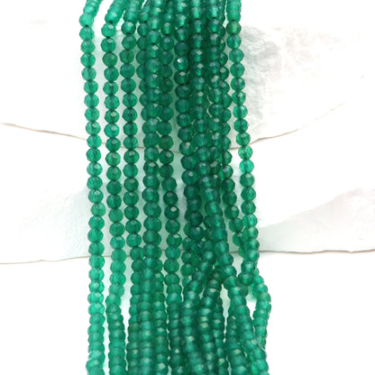 Green Onyx 3mm Faceted Rounds Bead Strand