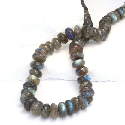 Blue Labradorite 12mm Faceted Rondelles Bead Strand