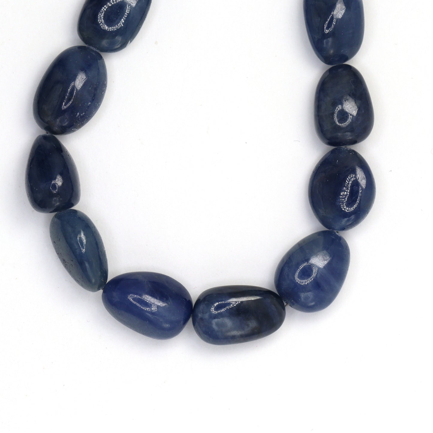 Navy Blue Sapphire 12x8mm Smooth Nuggets Bead Strand