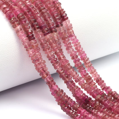 Ombre Pink Tourmaline 3.5mm Hand Faceted Rondelles Bead Strand