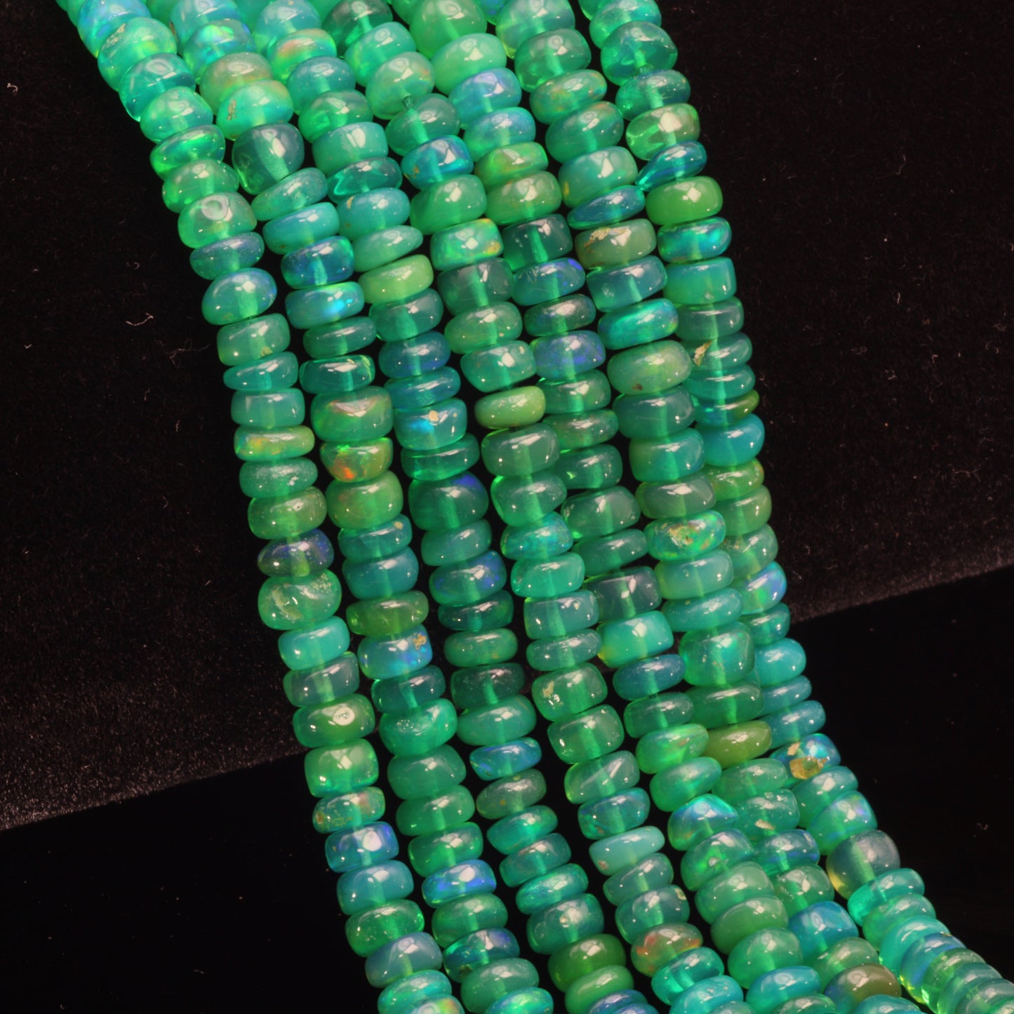 Green Ethiopian Opal 4.5mm Smooth Rondelles Bead Strand