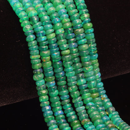 Green Ethiopian Opal 4.5mm Smooth Rondelles Bead Strand