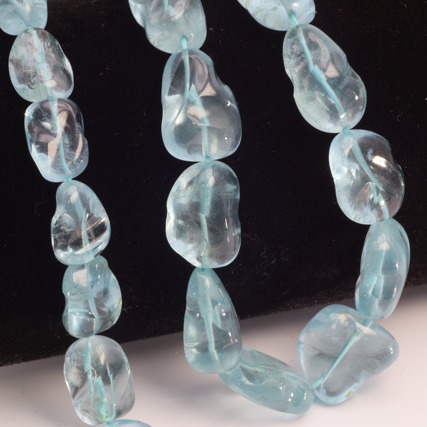 AA Blue Aquamarine 14x10mm - 15x11mm Smooth Nuggets Bead Strand