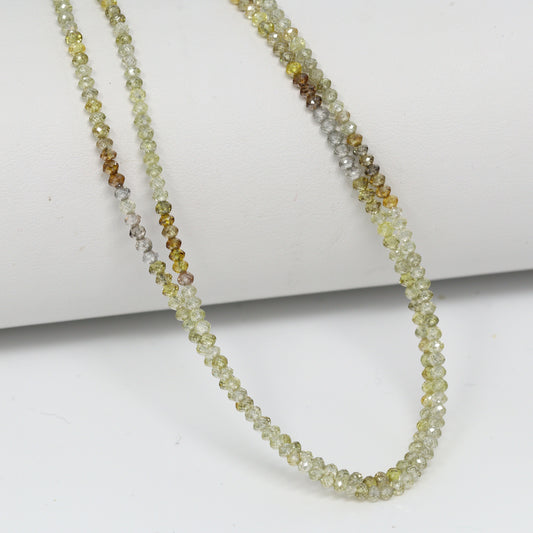 Multi Color Diamond 2mm – 2.5mm Hand Faceted Rondelles Bead Strand