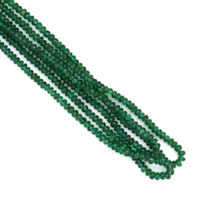 Green Emerald 2mm - 3mm Smooth Rondelles Bead Strand