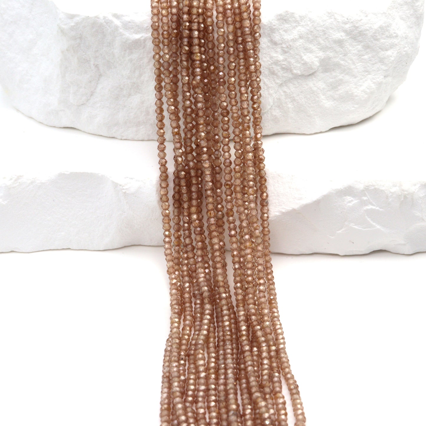 Brown Zircon 1.8mm Faceted Rounds Bead Strand