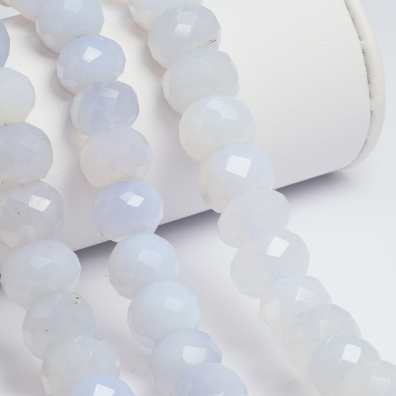Natural Blue Chalcedony 12mm Faceted Rondelles