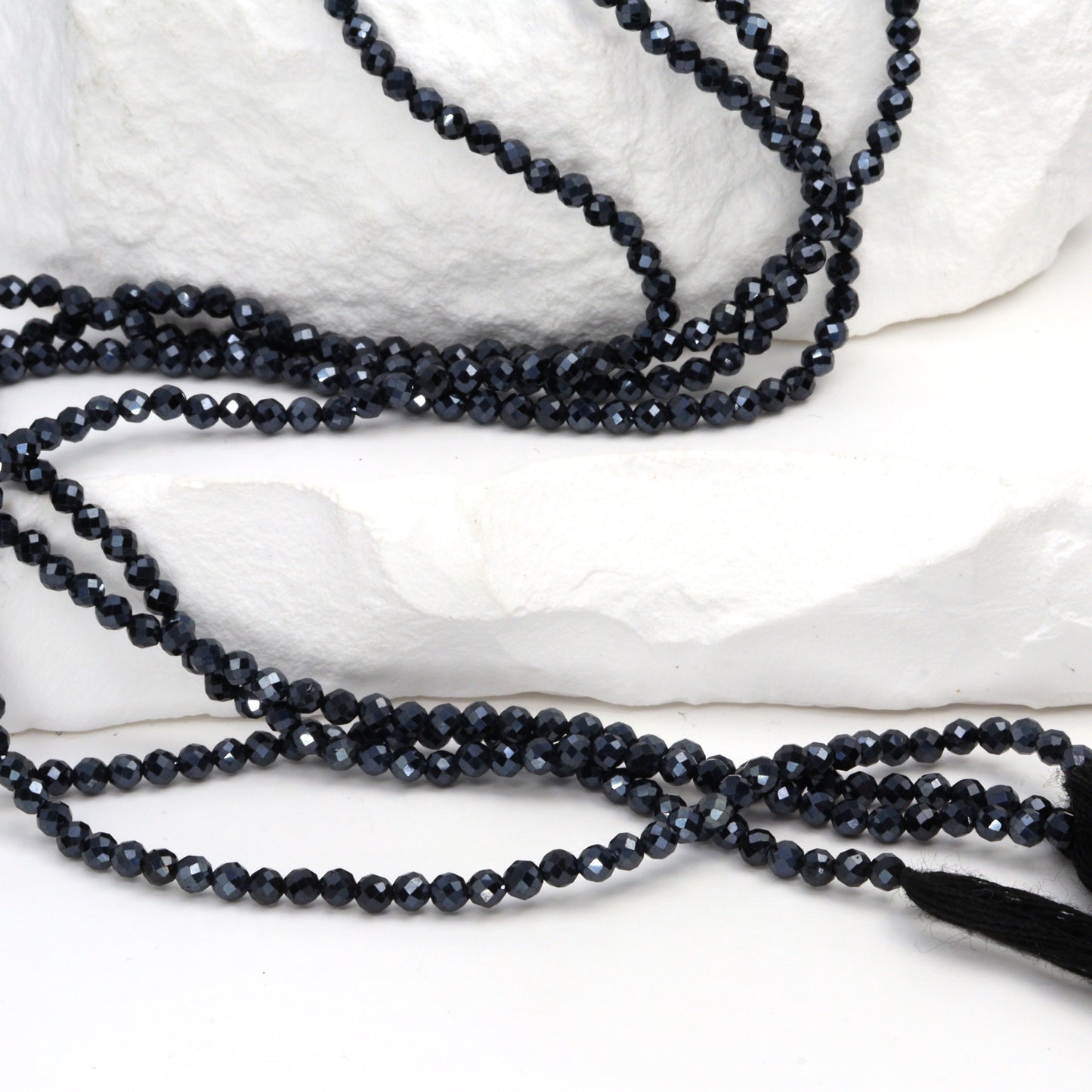 Coated Black Spinel 2.5mm Faceted Rounds Bead Strand