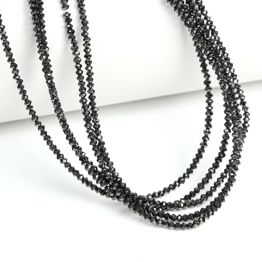 Black Diamond 1.8-2.2mm hand faceted rondelle beads, 16 in strand, main view