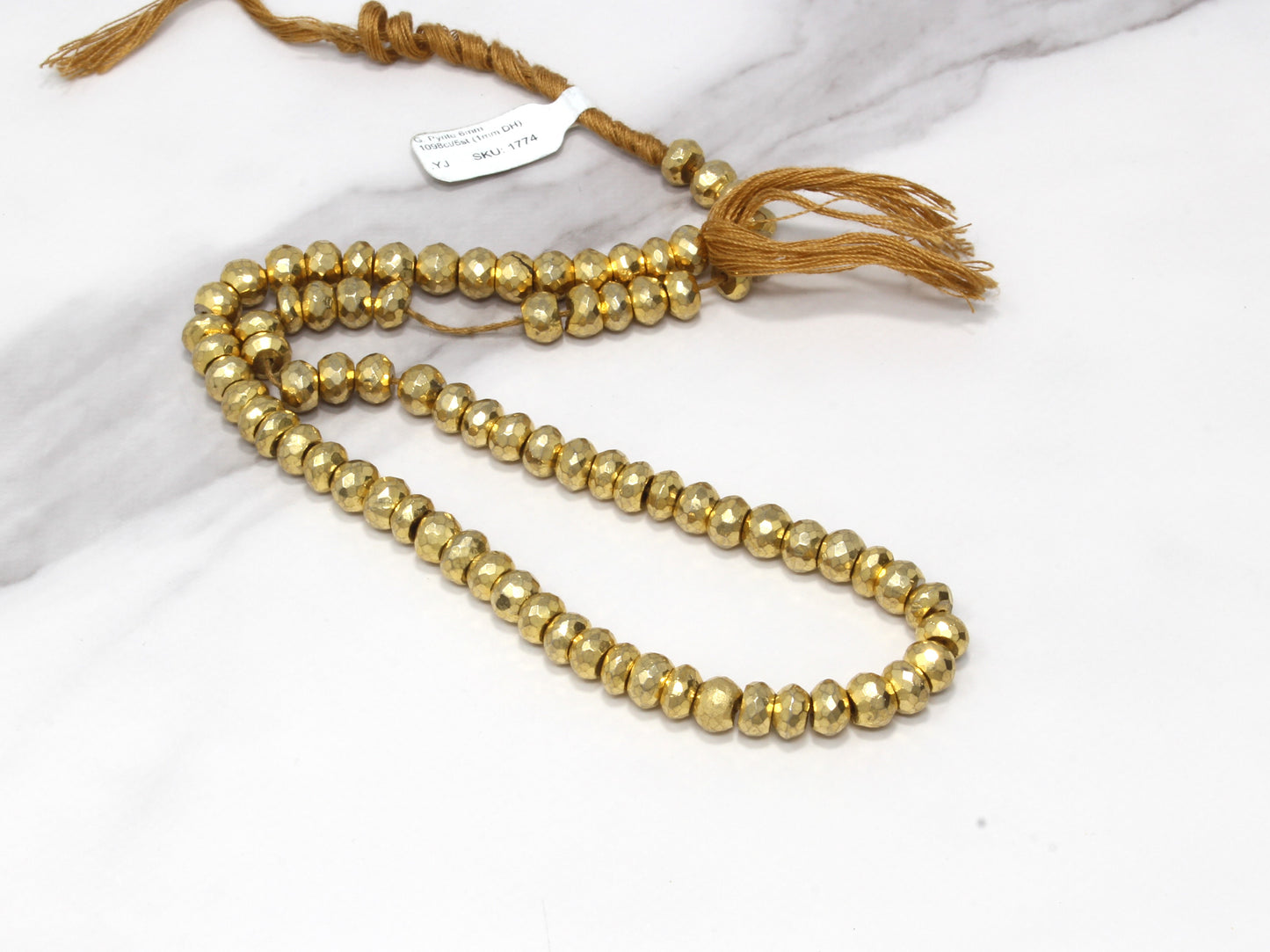 Gold Plated Pyrite 6mm Faceted Rondelles