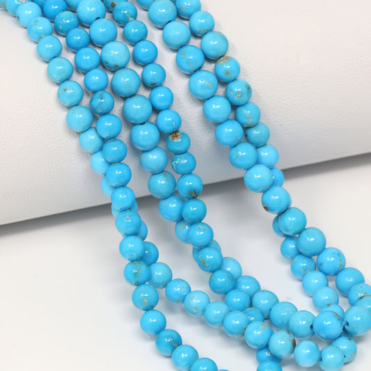 Sleeping Beauty Turquoise 4.5mm – 5mm Smooth Rounds Bead Strand