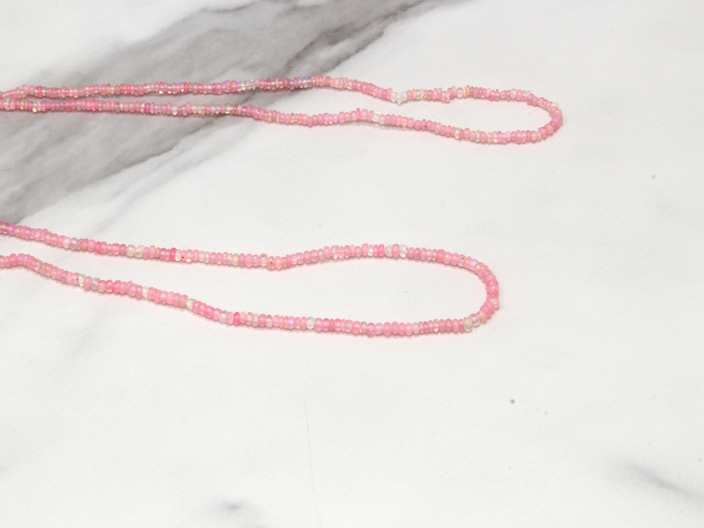 Pink Ethiopian Opal 2.5mm Smooth Rondelles Bead Strand