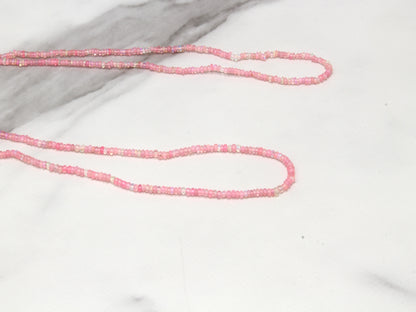 Pink Ethiopian Opal 2.5mm Smooth Rondelles Bead Strand
