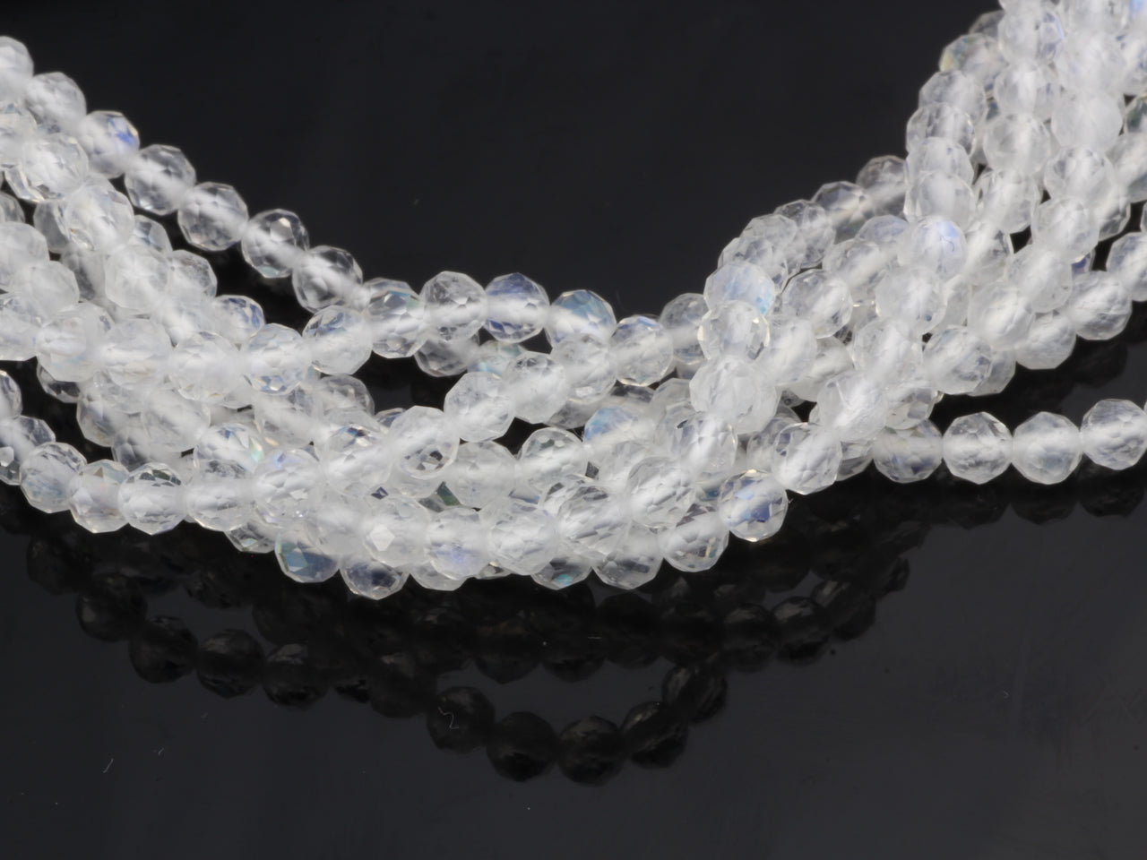 Rainbow Moonstone 3mm Faceted Rounds Bead Strand