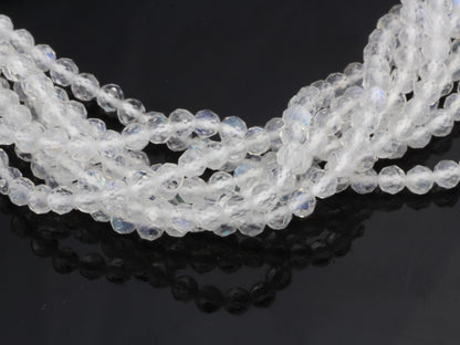 Rainbow Moonstone 3mm Faceted Rounds Bead Strand
