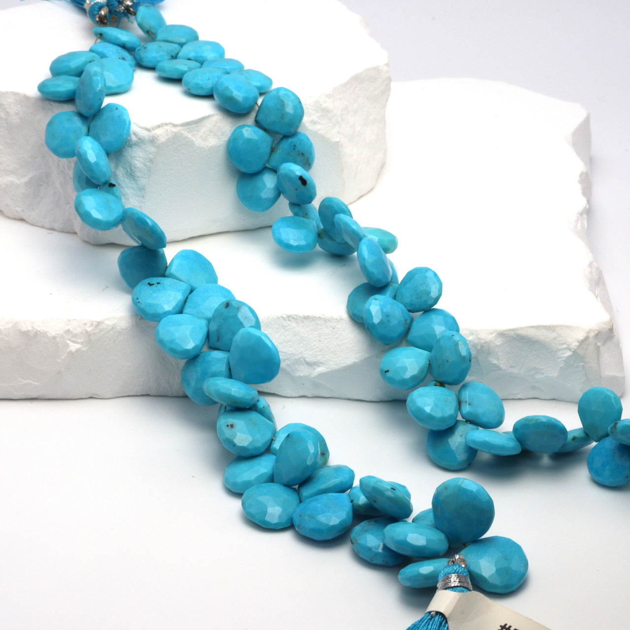 Natural Blue Turquoise 11mm Faceted Heart Shaped Briolettes
