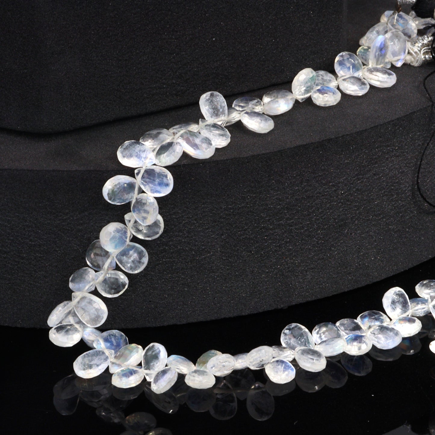 AA Blue Rainbow Moonstone 7x5mm Faceted Pear Shaped Briolettes Bead Strand